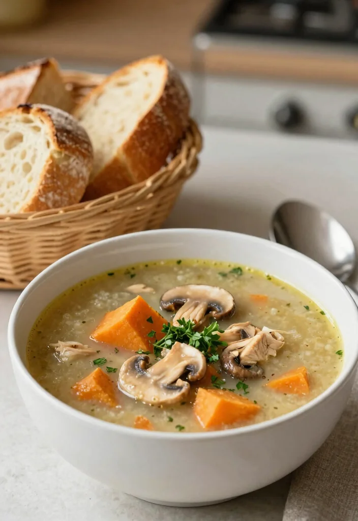 19 Cream of Mushroom Soup Recipes with Chicken for Easy Dinners - 17. Chicken Mushroom Soup with Sweet Potatoes 1
