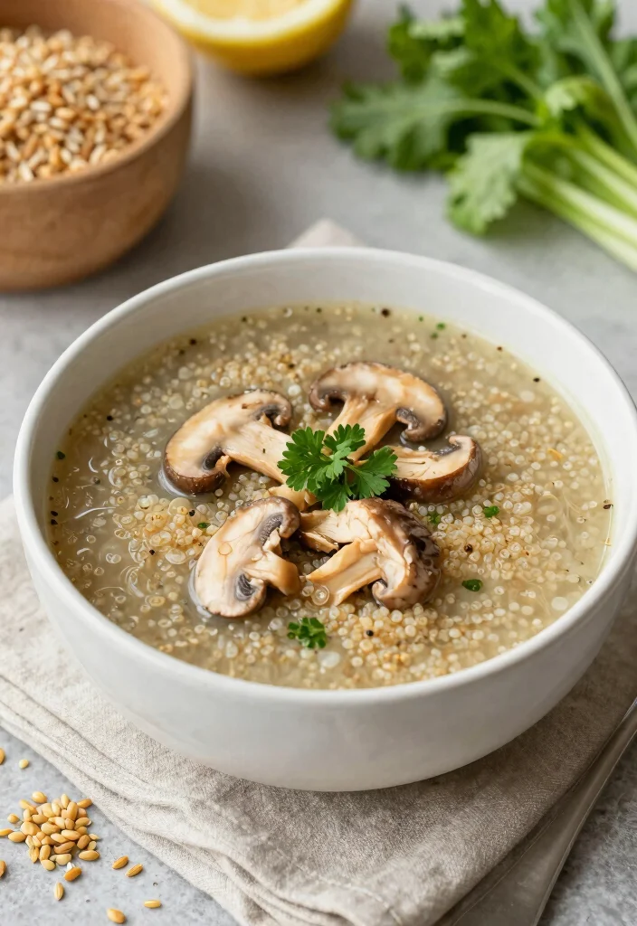 19 Cream of Mushroom Soup Recipes with Chicken for Easy Dinners - 18. Chicken Mushroom Soup with Quinoa 1