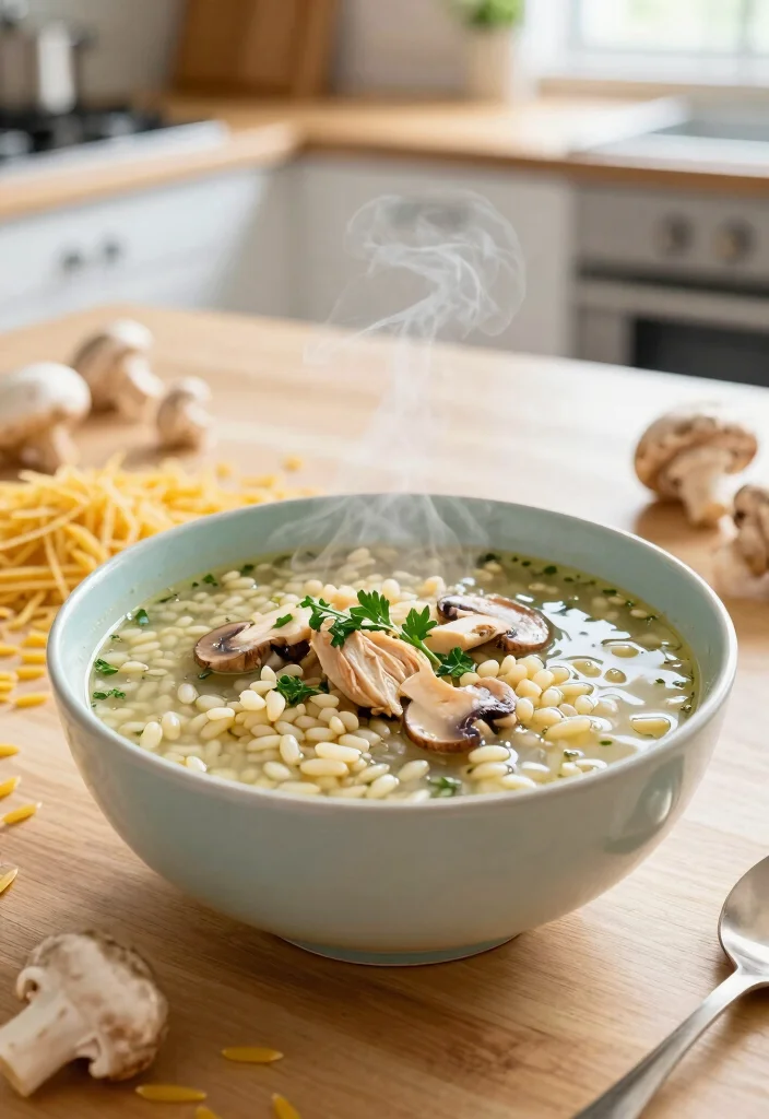 19 Cream of Mushroom Soup Recipes with Chicken for Easy Dinners - 6. Chicken and Mushroom Soup with Orzo 1