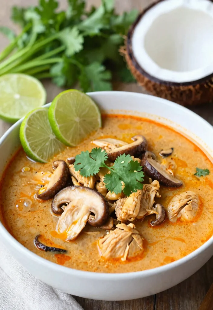 19 Cream of Mushroom Soup Recipes with Chicken for Easy Dinners - 8. Thai-inspired Chicken Mushroom Soup 1