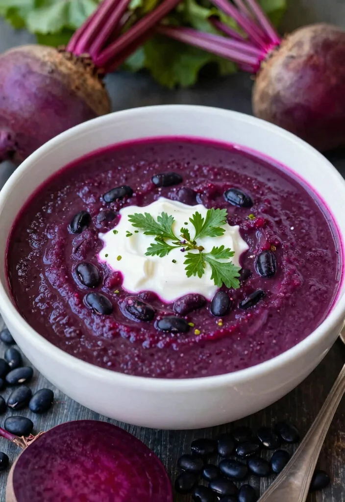 19 Healthy Veggie Soup Recipes for Clean Eating - 8. Beet and Black Bean Soup 1