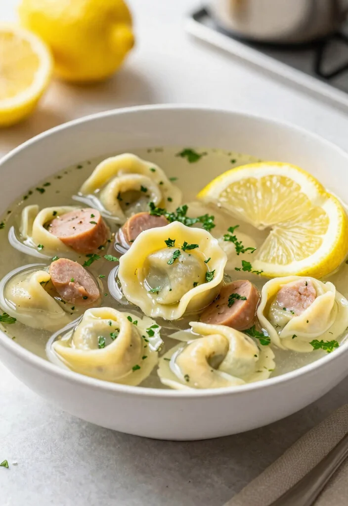 19 Italian Sausage Tortellini Soup Recipes for Comfort Dinners - 10. Lemon Herb Tortellini Soup with Sausage 1