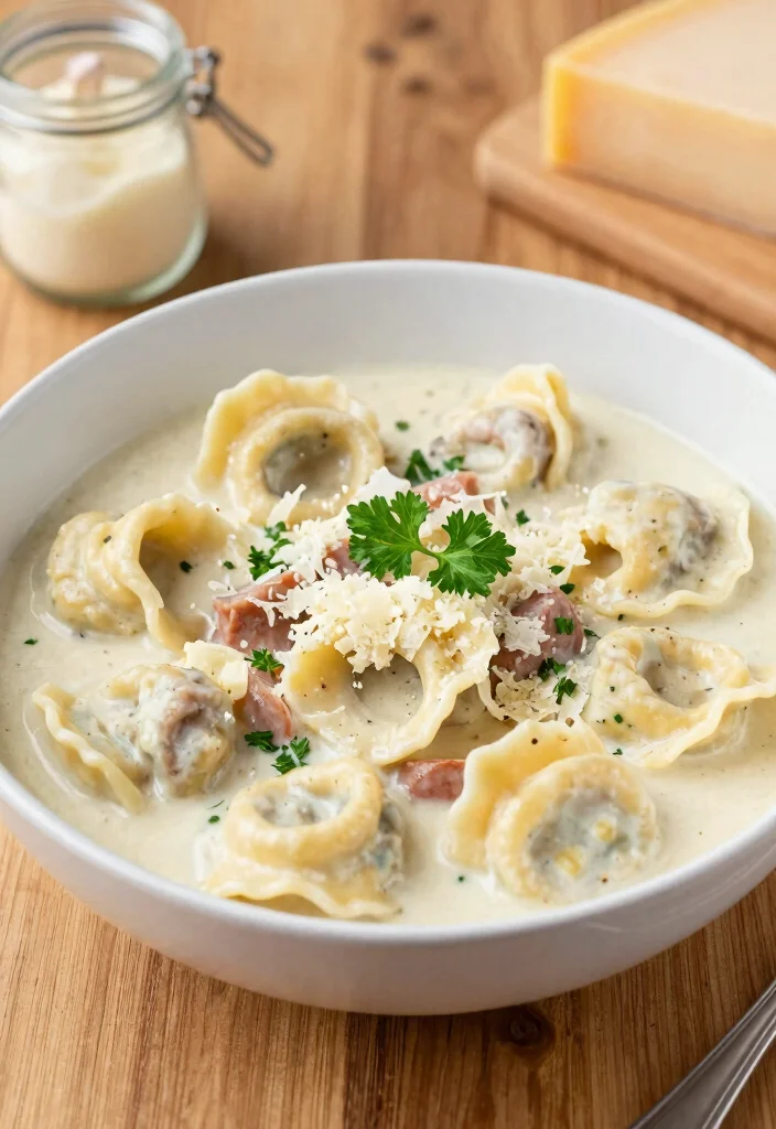19 Italian Sausage Tortellini Soup Recipes for Comfort Dinners - 4. Creamy Garlic Parmesan Tortellini Soup 1