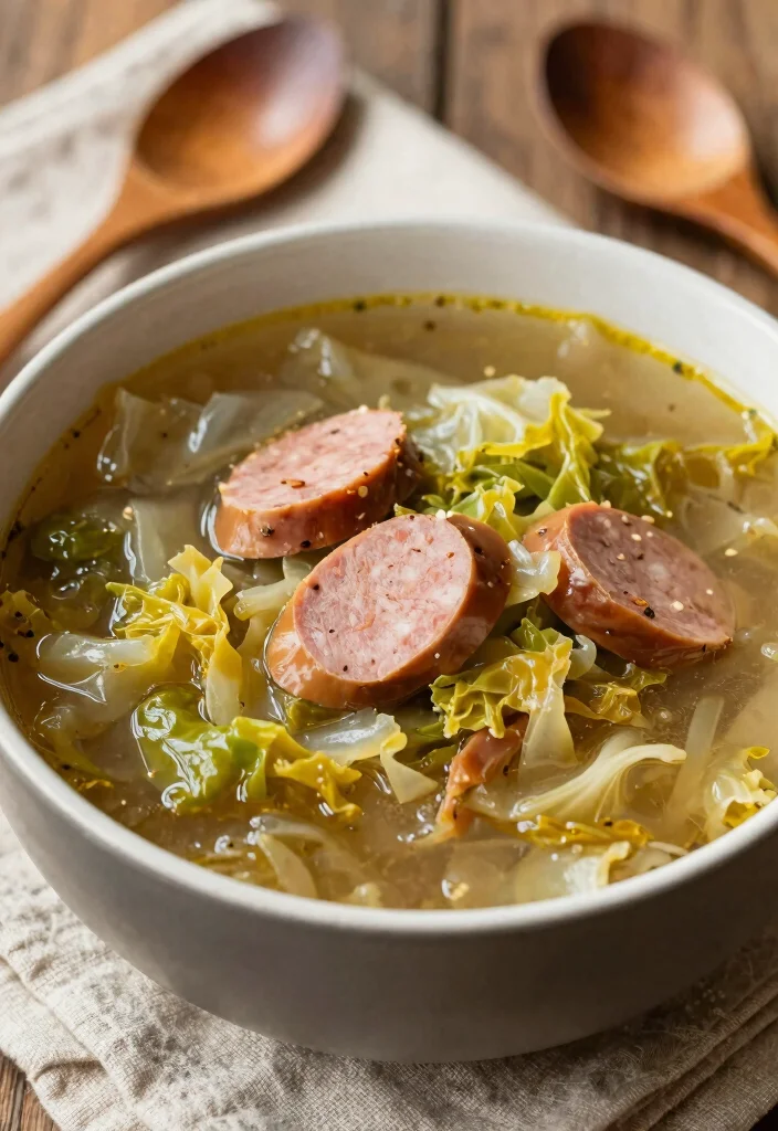 19 Low Carb Keto Soup Recipes That Keep You Full - 17. Cabbage and Sausage Soup 1