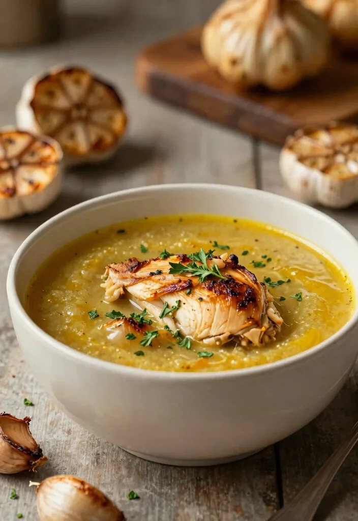 19 Mexican Chicken Soup Recipes with Bold and Spicy Flavors - 17. Roasted Garlic Chicken Soup 1