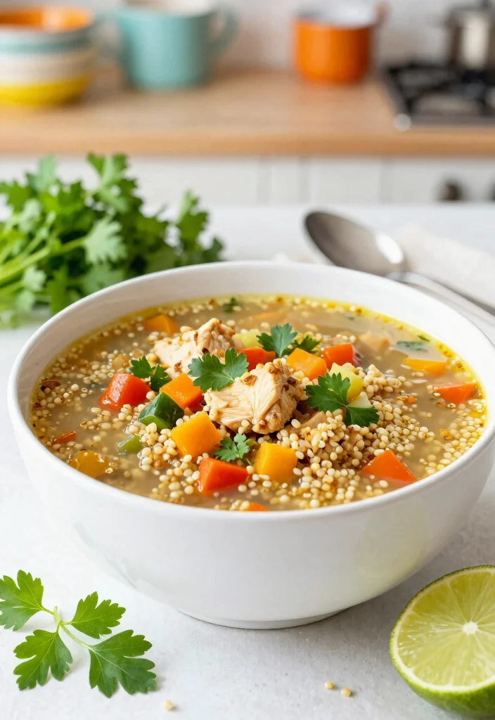 19 Mexican Chicken Soup Recipes with Bold and Spicy Flavors - 7. Spicy Chicken and Quinoa Soup 1