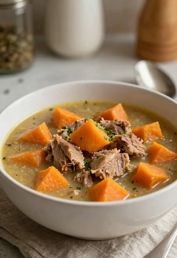 19 Pork Soup Recipes That Are Hearty and Satisfying - 11. Pork and Sweet Potato Soup 1
