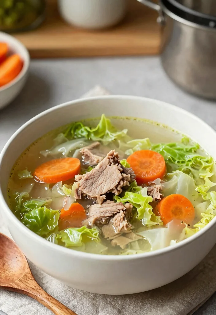 19 Pork Soup Recipes That Are Hearty and Satisfying - 4. Slow Cooker Pork and Cabbage Soup 1
