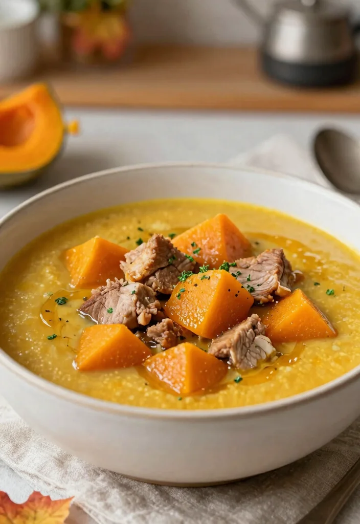 19 Pork Soup Recipes That Are Hearty and Satisfying - 8. Maple-Glazed Pork and Butternut Squash Soup 1