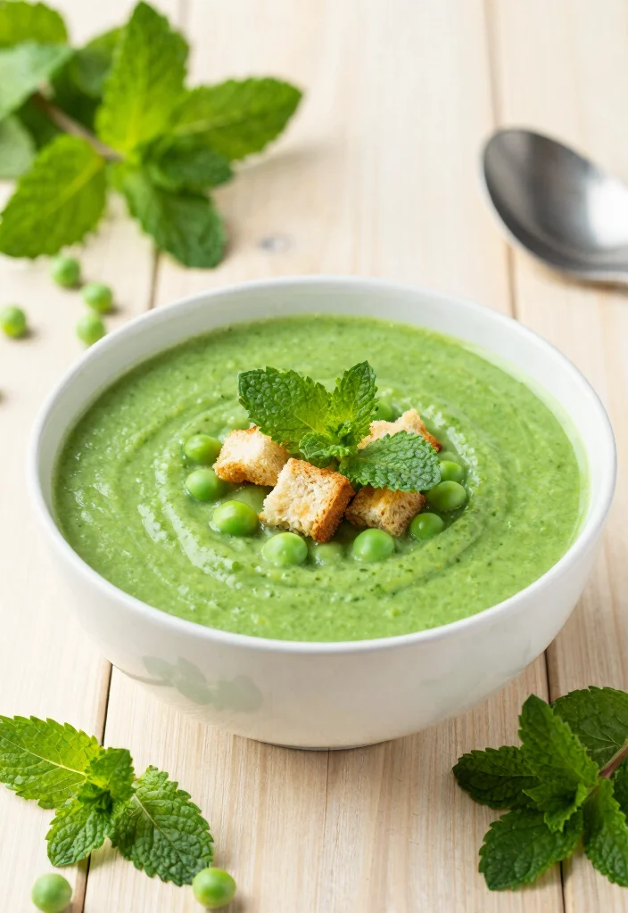 19 Protein Soup Recipes for Filling and Nourishing Meals - 19. Pea and Mint Soup with Croutons 1