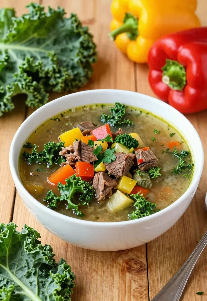 19 Vegetable Beef Soup Recipes Loaded with Hearty Veggies - 13. Kale and Vegetable Beef Soup 1