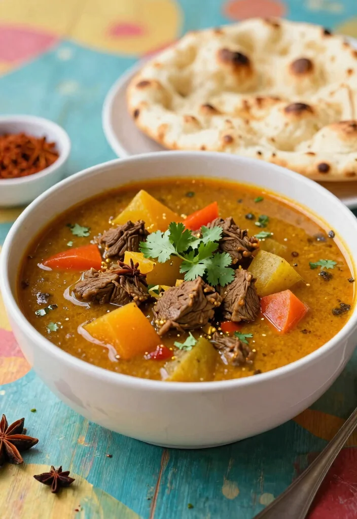 19 Vegetable Beef Soup Recipes Loaded with Hearty Veggies - 19. Curried Vegetable Beef Soup 1
