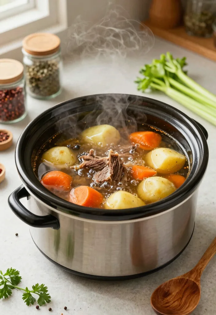 19 Vegetable Beef Soup Recipes Loaded with Hearty Veggies - 4. Slow Cooker Vegetable Beef Soup 1