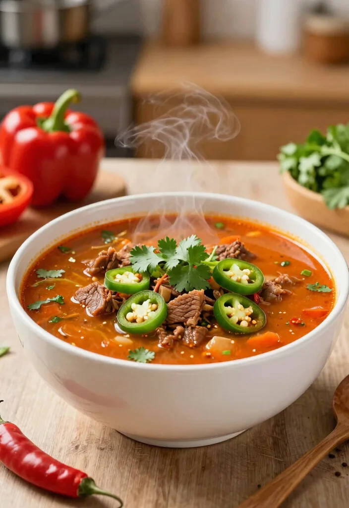19 Vegetable Beef Soup Recipes Loaded with Hearty Veggies - 8. Spicy Vegetable Beef Soup 1