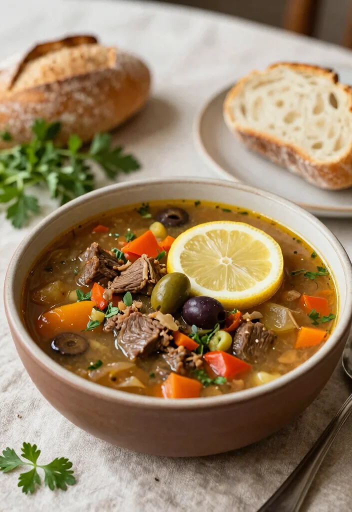 19 Vegetable Beef Soup Recipes Loaded with Hearty Veggies - 9. Mediterranean Vegetable Beef Soup 1