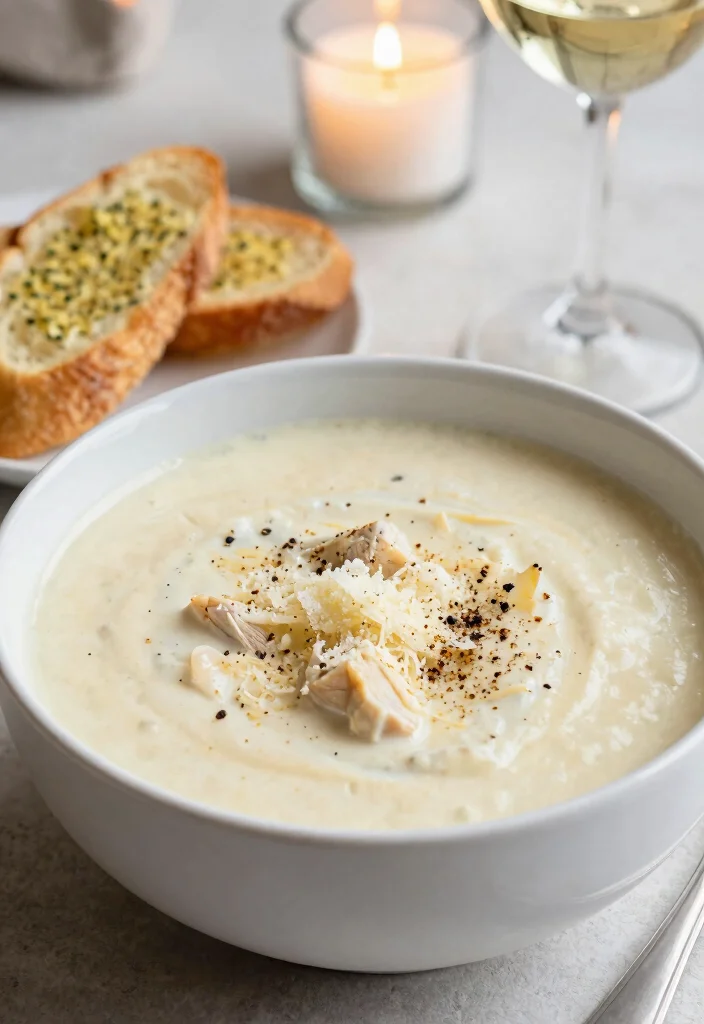 20 Cream of Chicken Soup Recipes Perfect for Cozy Dinners - 15. Garlic Parmesan Cream of Chicken Soup 1