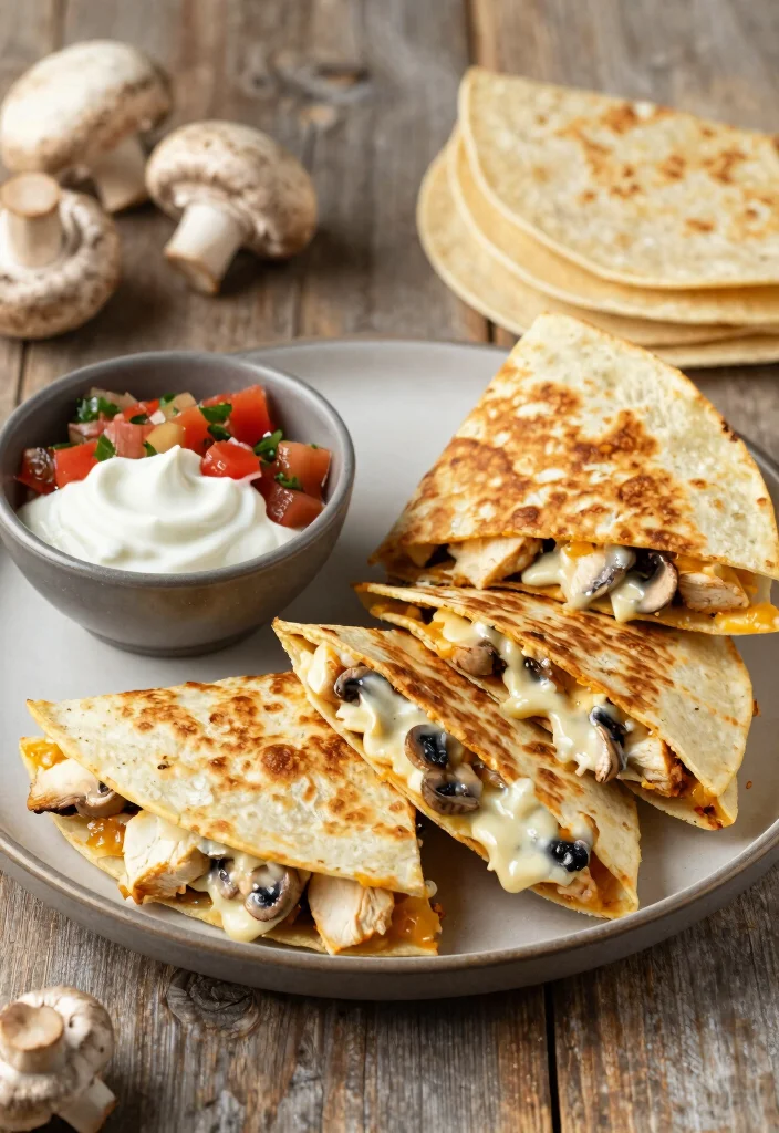 20 Delicious Recipes Using Cream of Mushroom Soup for Easy Dinners - 10. Creamy Mushroom and Chicken Quesadillas 1