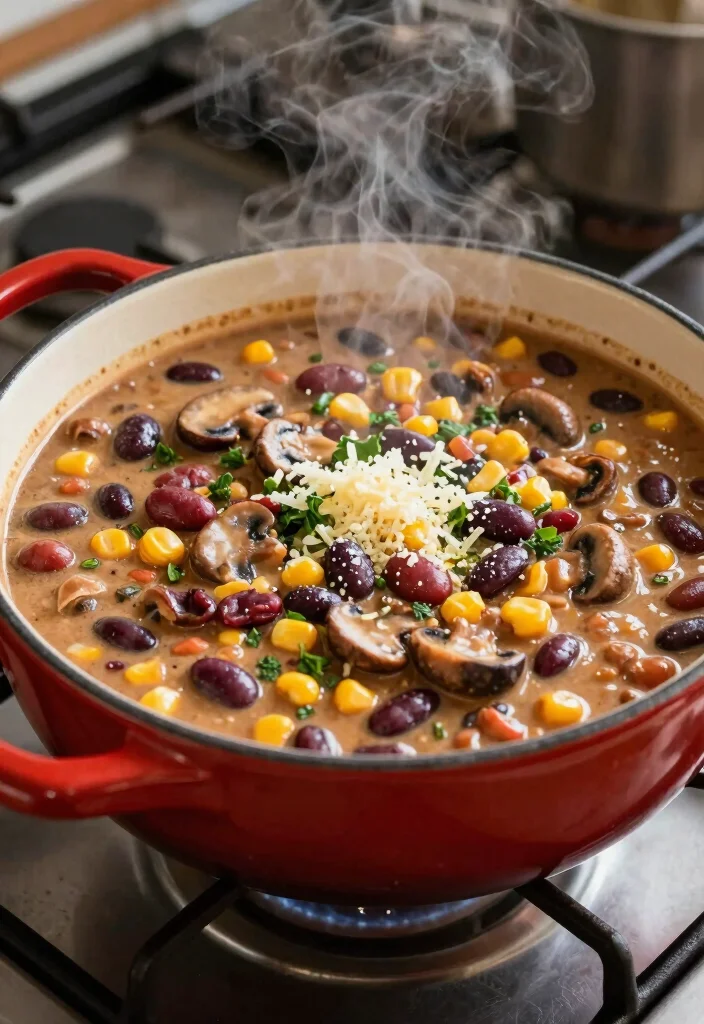 20 Delicious Recipes Using Cream of Mushroom Soup for Easy Dinners - 12. One-Pot Creamy Mushroom and Bean Chili 1