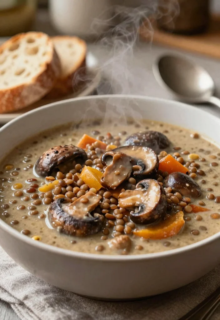 20 Delicious Recipes Using Cream of Mushroom Soup for Easy Dinners - 14. Creamy Mushroom and Lentil Stew 1