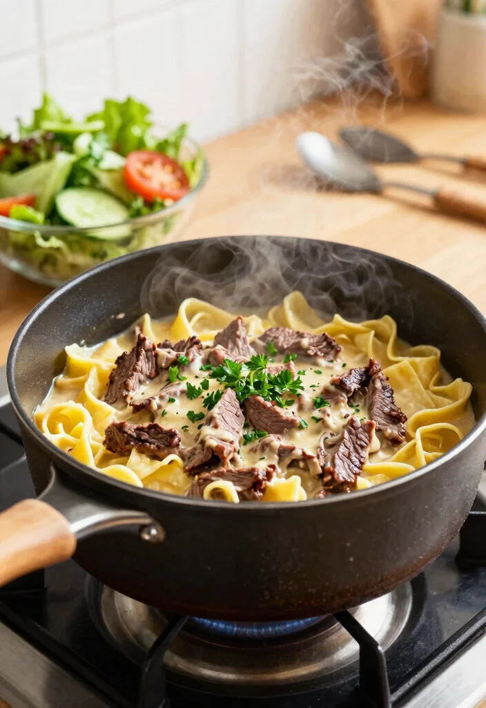 20 Delicious Recipes Using Cream of Mushroom Soup for Easy Dinners - 2. One-Pot Beef and Mushroom Stroganoff 1