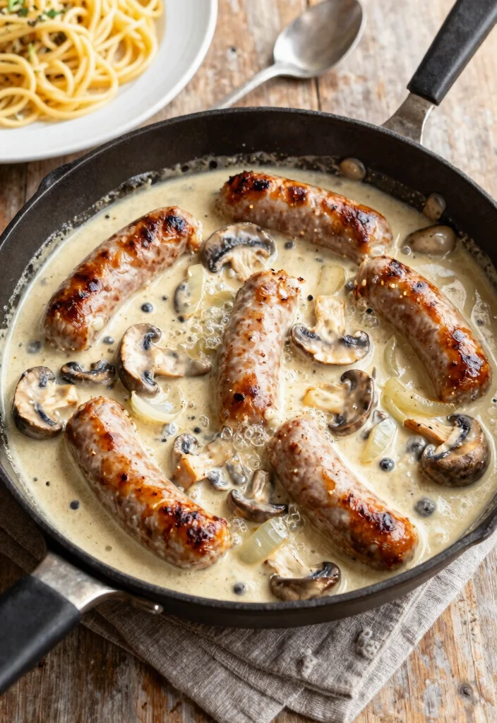 20 Delicious Recipes Using Cream of Mushroom Soup for Easy Dinners - 8. Creamy Mushroom and Sausage Skillet 1