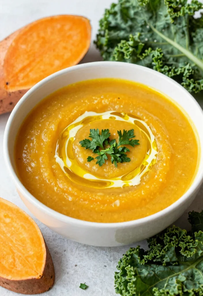 20 Healthy Soup Recipes for Clean Eating - 7. Sweet Potato and Kale Soup 1