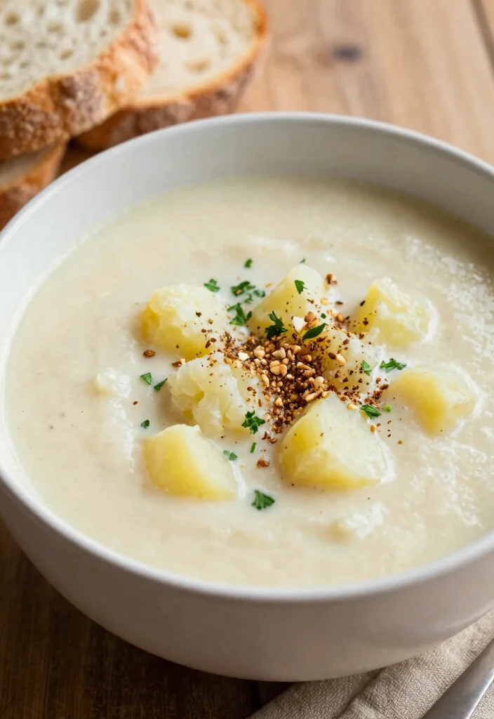 20 Potato Soup Recipes That Are Thick and Comforting - 11. Vegan Potato and Cauliflower Soup 1