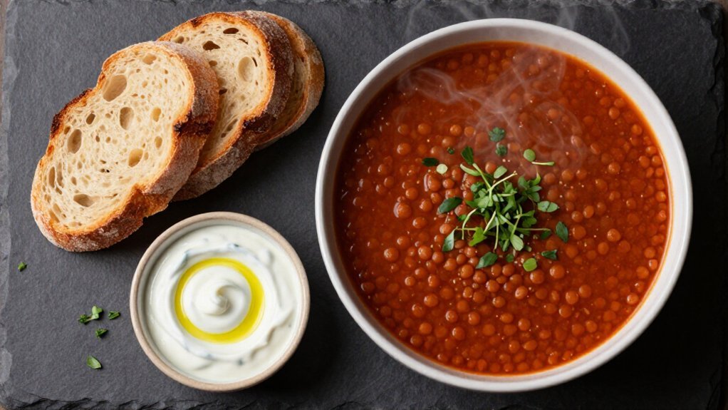 crusty bread with creamy dips