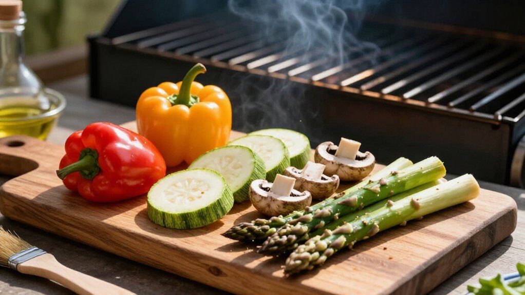 uniform vegetable prep oil skewers parboil